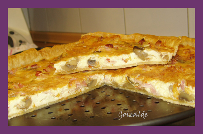 Quiche txampis bacon QUICHE DE CHAMPIÑONES Y BACON
