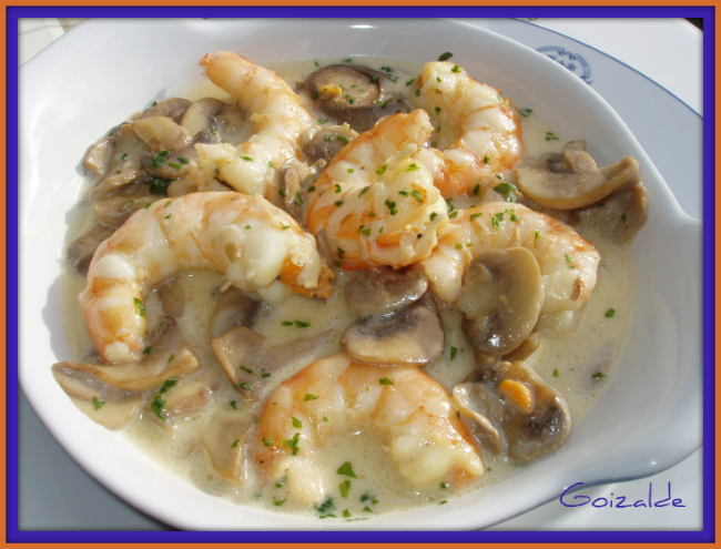 langostinos con champiñones