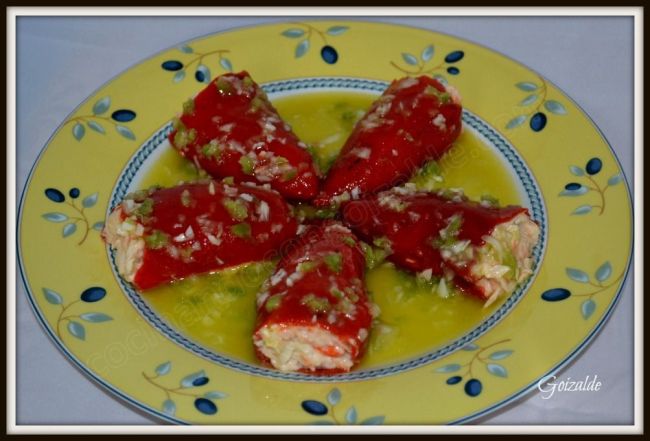 pimientos rellenos de frutos del mar